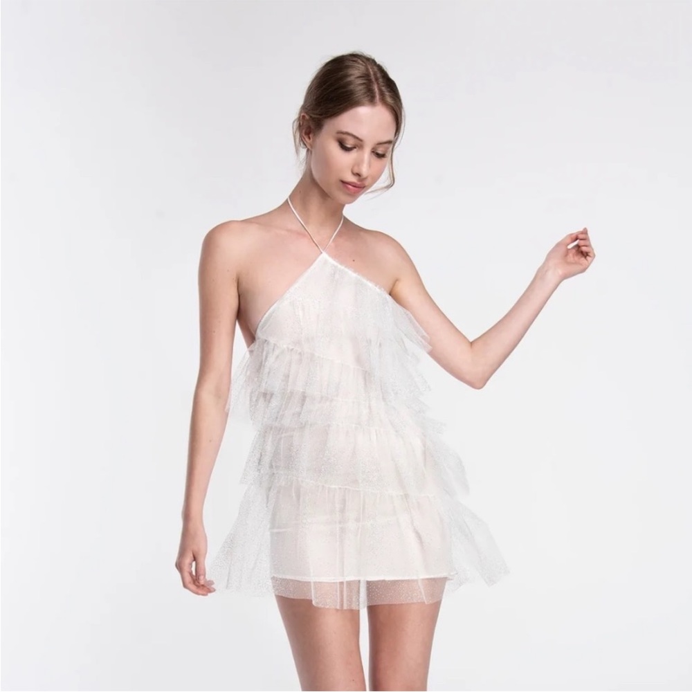 THE BAR SPARKLE BLANC MINI DRESS